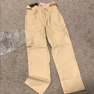 Leather high waisted long pants